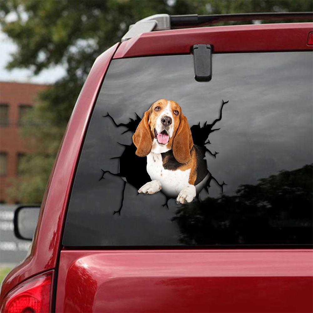 Basset Hound Crack Car Sticker, Toilet Sticker, Fridge Sticker 18