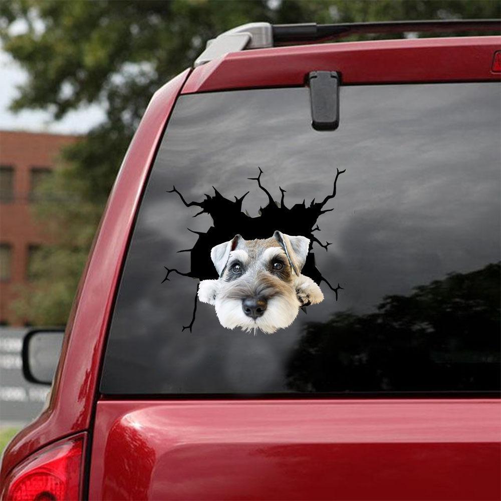 Miniature Schnauzer  Crack Car Sticker, Toilet Sticker, Fridge Sticker