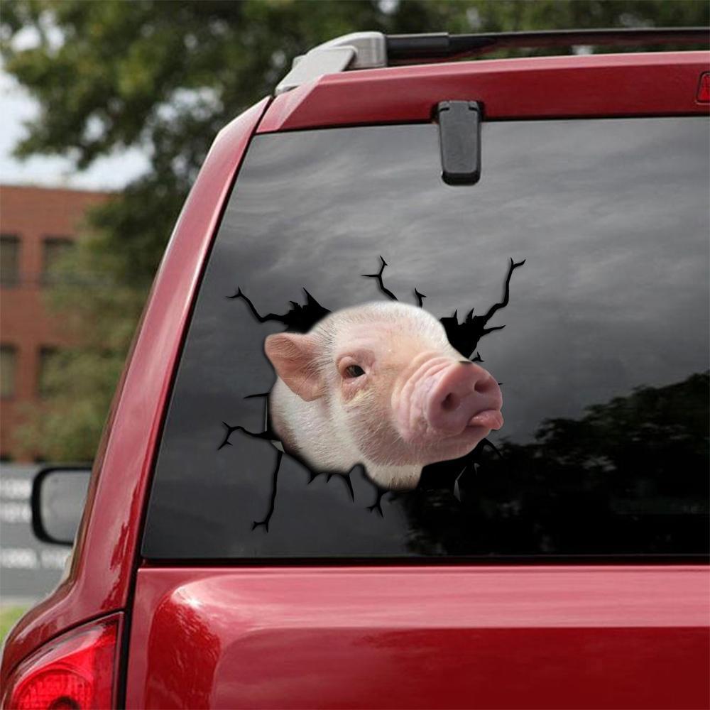 CUTE PIG CRACK STICKER ANIMALS LOVER 2