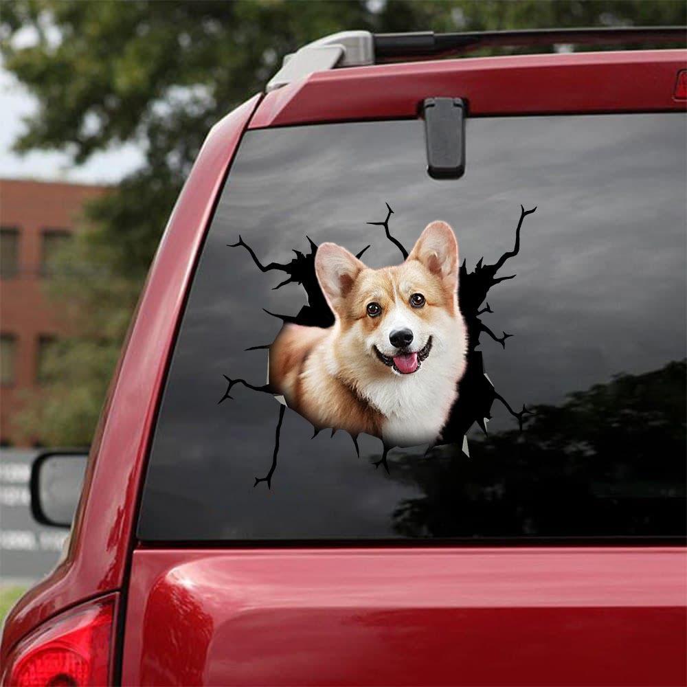 Welsh Corgi Crack Car Sticker, Toilet Sticker, Fridge Sticker 1
