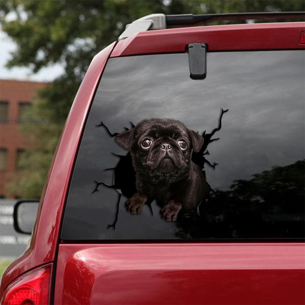 Pug Crack Car Sticker 29
