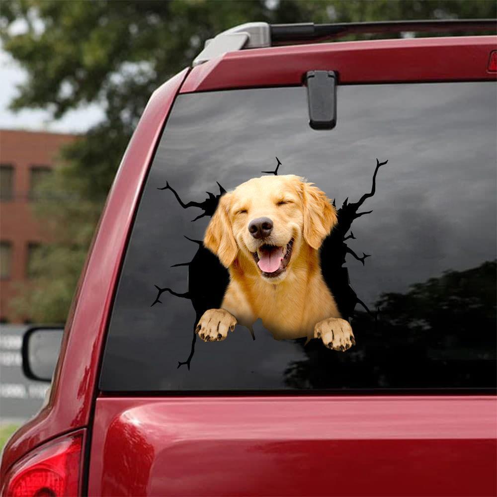 Golden Retriever Crack Car Sticker, Toilet Sticker, Fridge Sticker 23