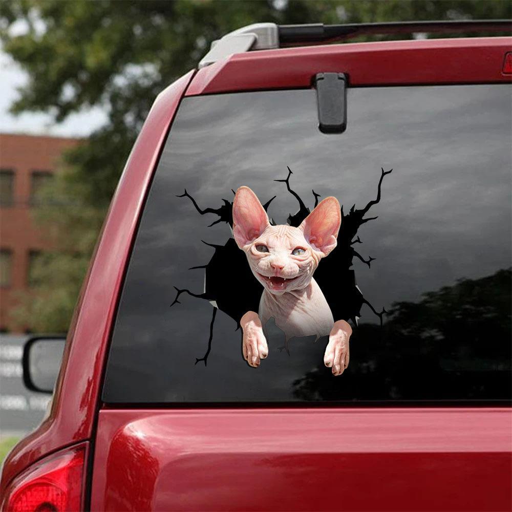 THE SPHYNX CRACK CAR STICKER CATS LOVER 2