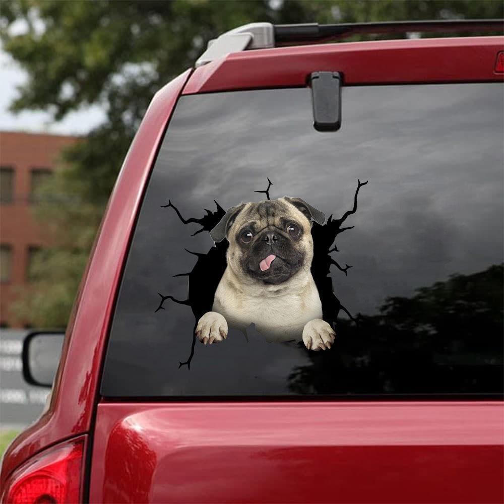 Pug Crack Car Sticker 6