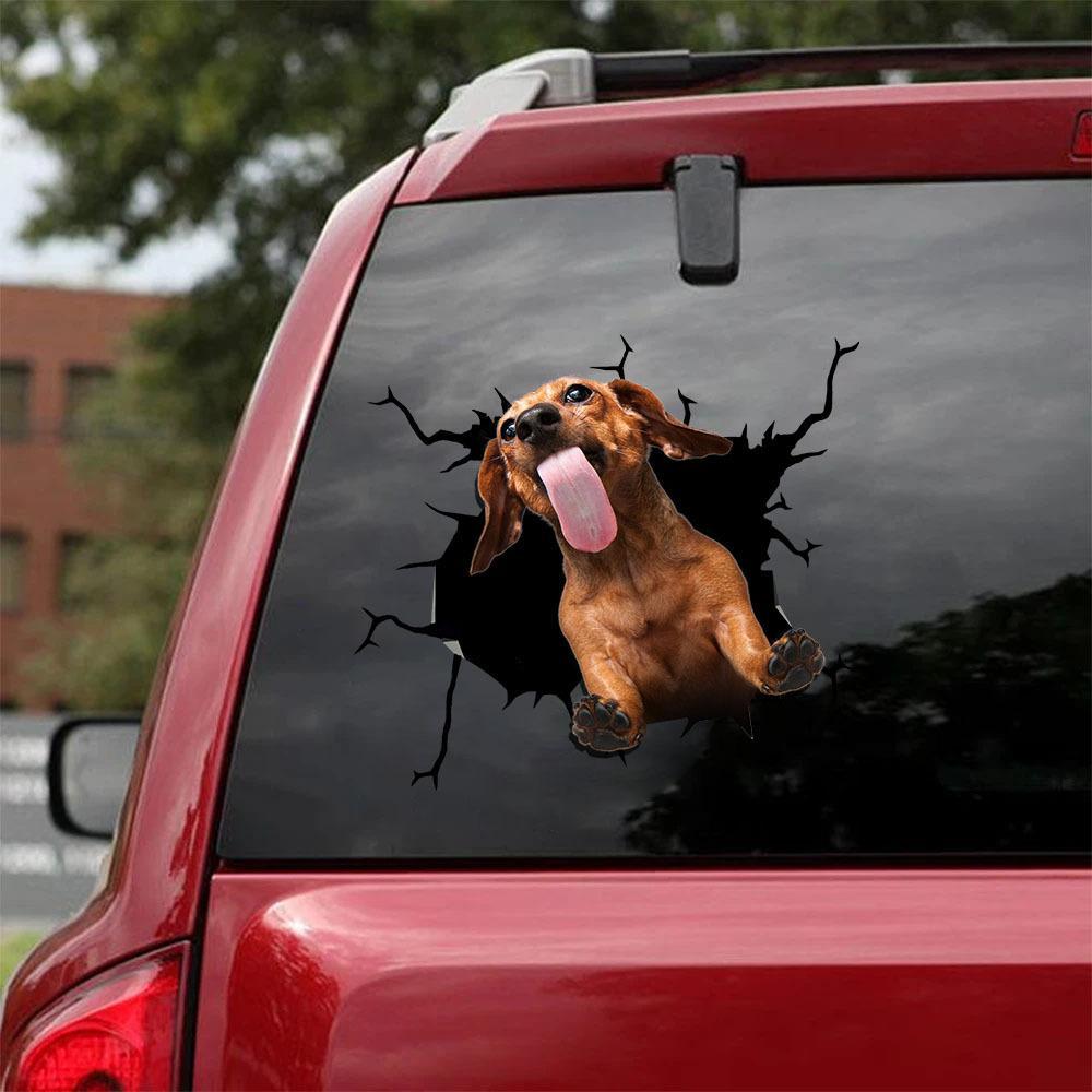 Dachshund Crack Car Sticker, Toilet Sticker, Fridge Sticker (13)