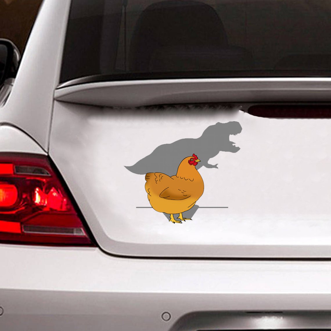 Funny Chicken Dinosaurs Car Sticker