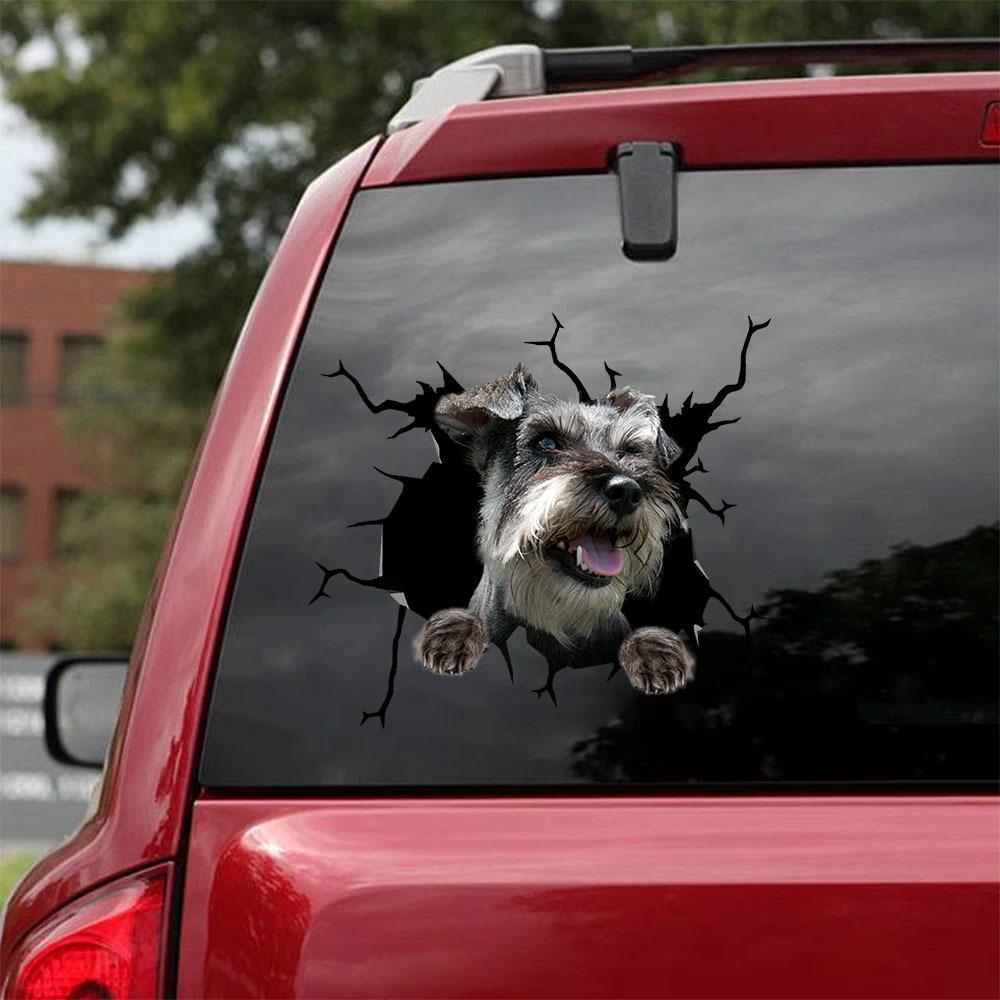 Schnauzer  Crack Car Sticker, Toilet Sticker, Fridge Sticker 3
