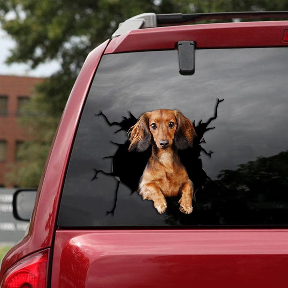 Dachshund Crack Car Sticker, Toilet Sticker, Fridge Sticker (55)