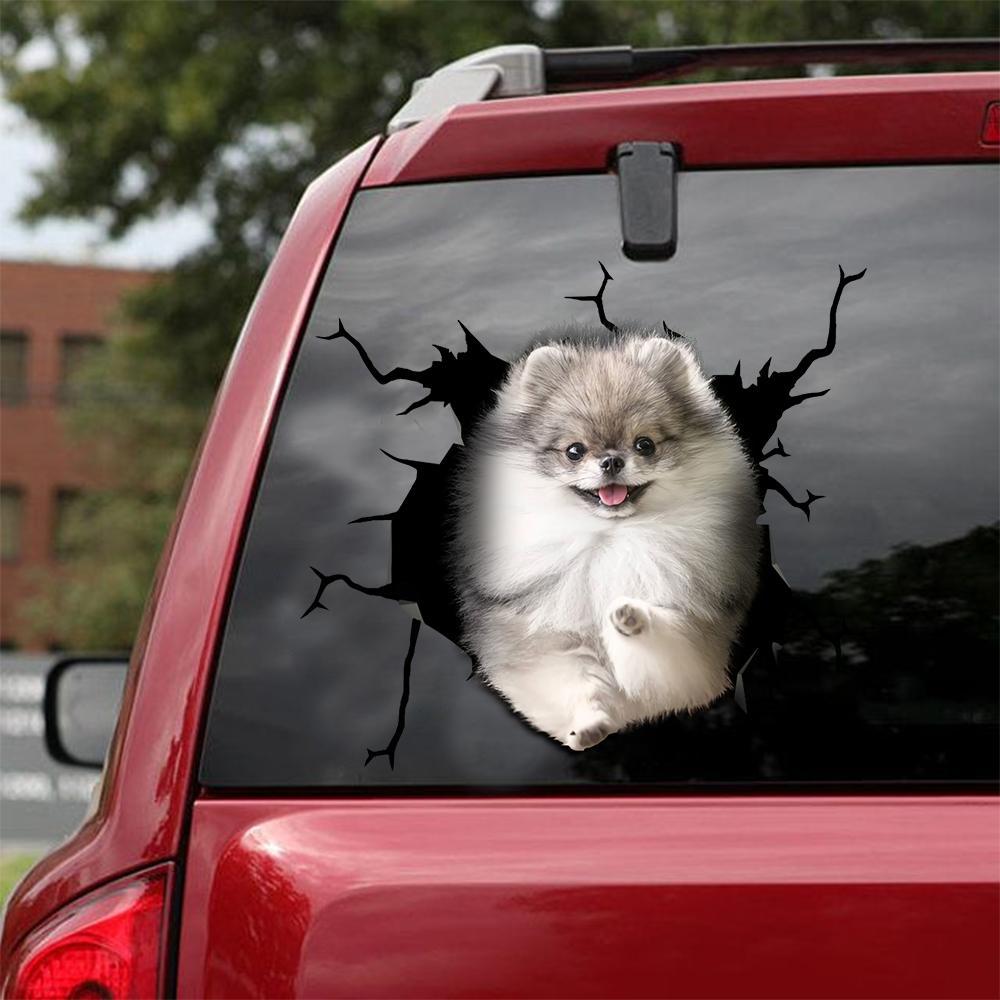 Pomeranian Crack Car Sticker, Toilet Sticker, Fridge Sticker 7