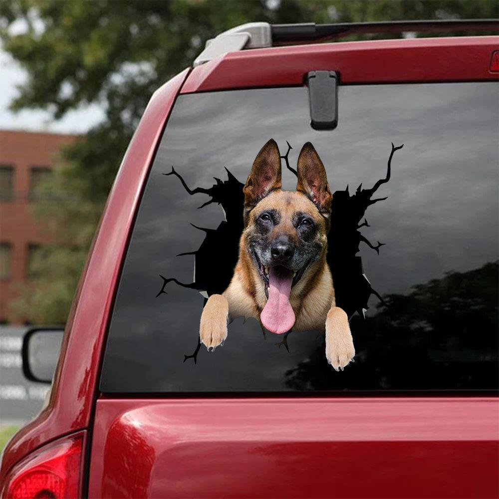 Belgian Malinois Crack Car Sticker, Toilet Sticker, Fridge Sticker