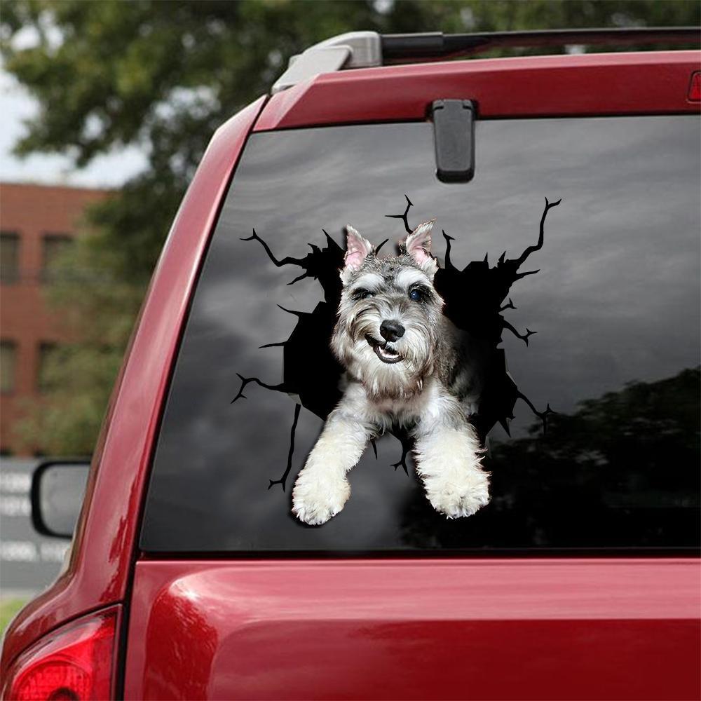 Miniature Schnauzer  Crack Car Sticker, Toilet Sticker, Fridge Sticker 14