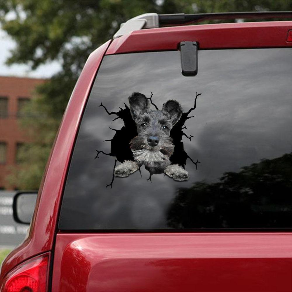Miniature Schnauzer  Crack Car Sticker, Toilet Sticker, Fridge Sticker 7