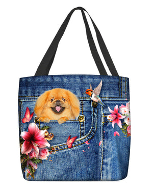 Pekingese-Lily Cloth Tote Bag