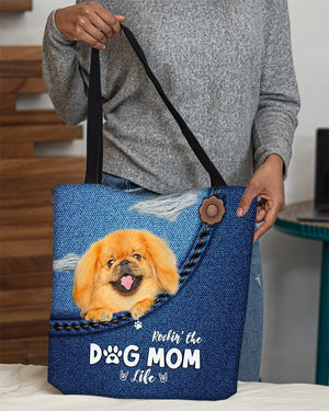 Pekingese1-Dog Mom Life-Cloth Tote Bag