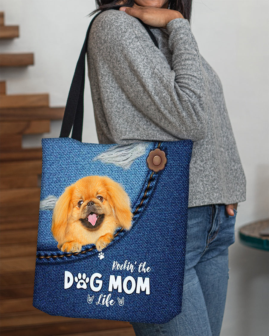 Pekingese1-Dog Mom Life-Cloth Tote Bag