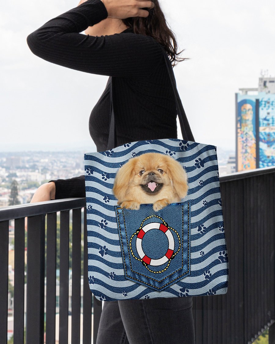 pekingese1 On Board-Cloth Tote Bag