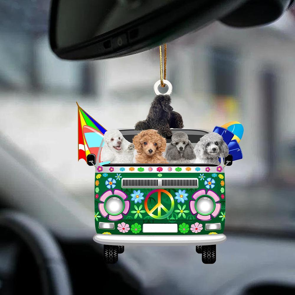 Poodle-Green Hippie Van-Two Sided Ornament