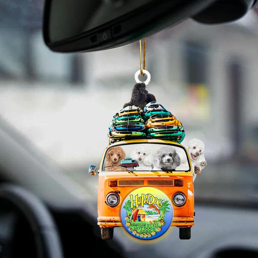 Poodle-Orange Hippie Van-Two Sided Ornament