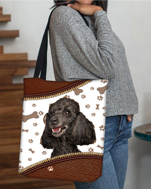 poodle-Zipper Texture-Cloth Tote Bag