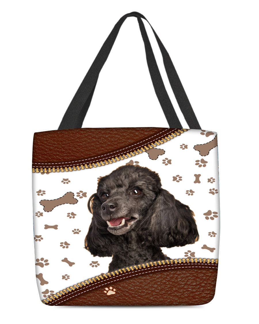 poodle-Zipper Texture-Cloth Tote Bag