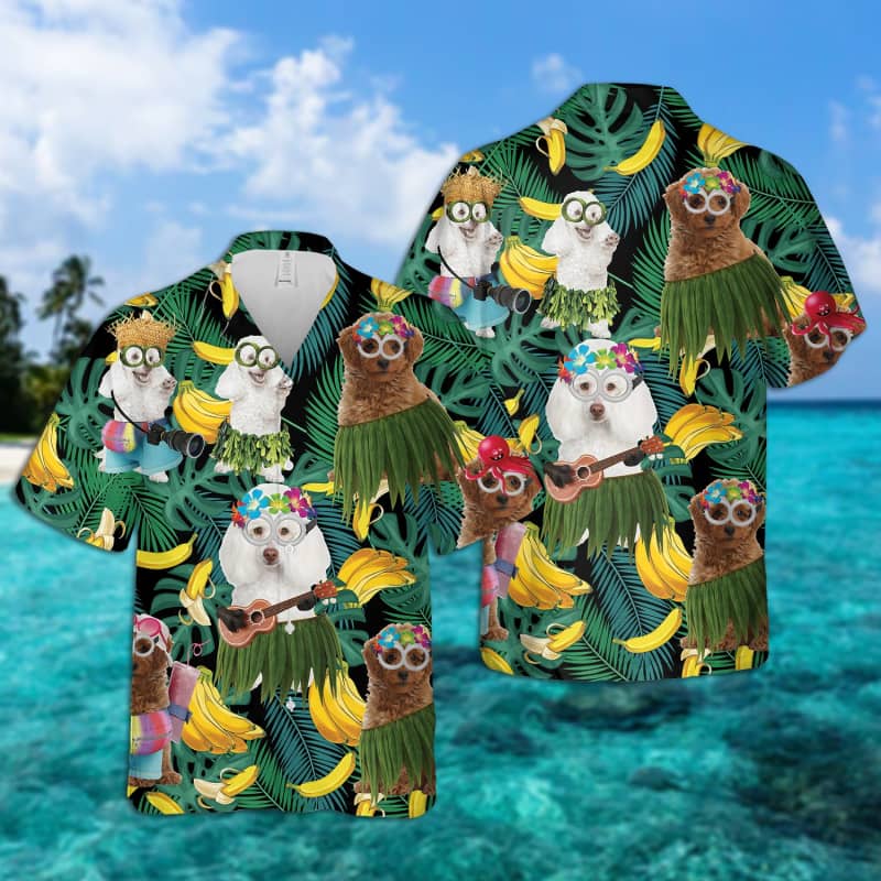 Poodle Summer Leaves Hawaiian Shirt 2