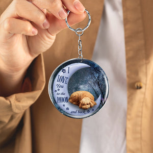 Poodle (2) Moon Back-Round Resin Epoxy Metal Keychain
