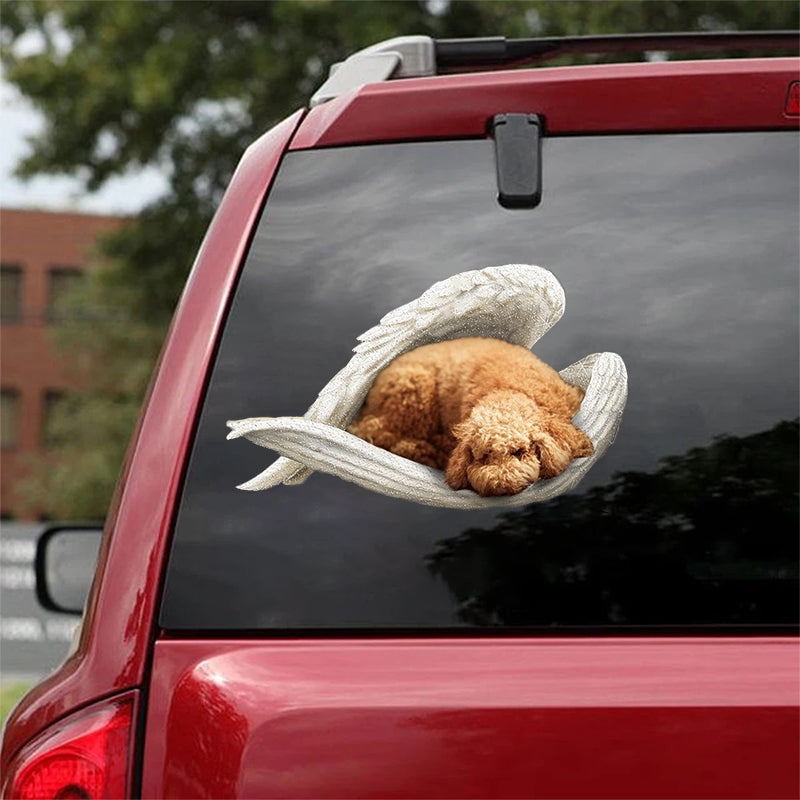 Poodle-sleeping angel CAR STICKER