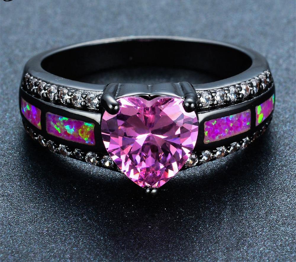 October Birthstone - Black "Gold-Filled" Heart Ring