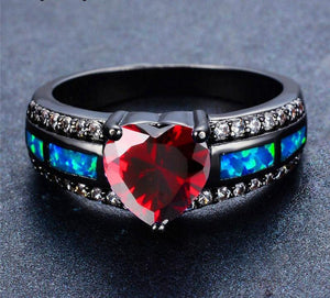 July Birthstone - Black "Gold-Filled" Heart Ring