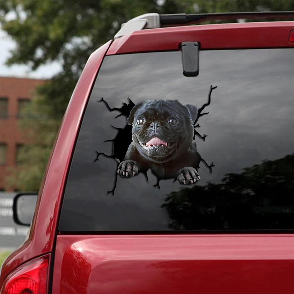 Pug Crack Car Sticker 18