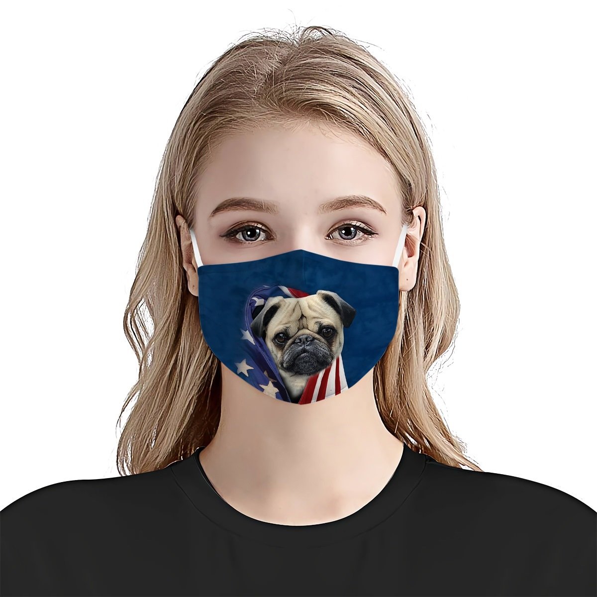 Pug In American Flag EZ01 Face Mask
