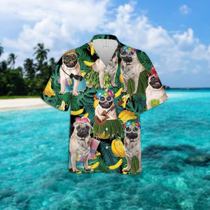 Pug Summer Leaves Hawaiian Shirt 2