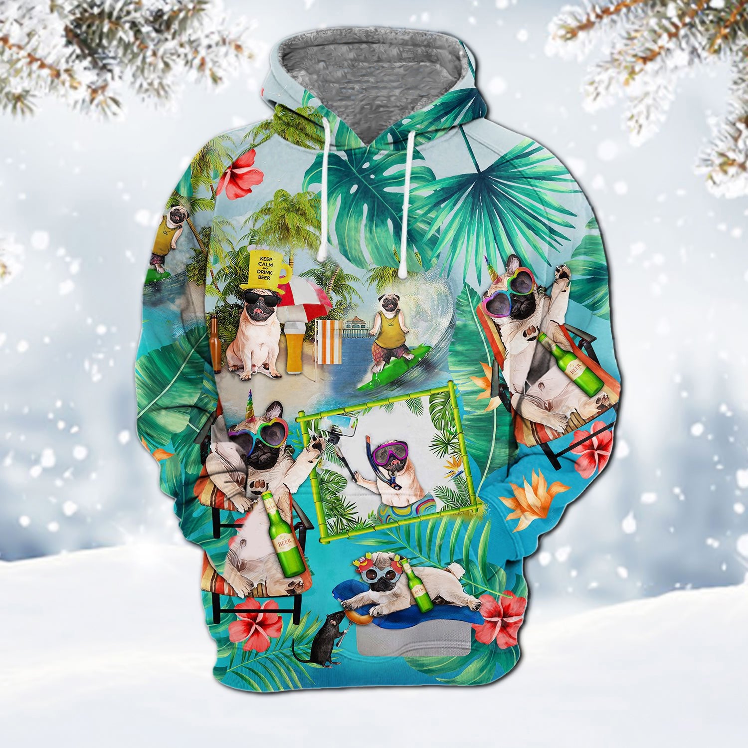 pug 1-Surfing Hoodie