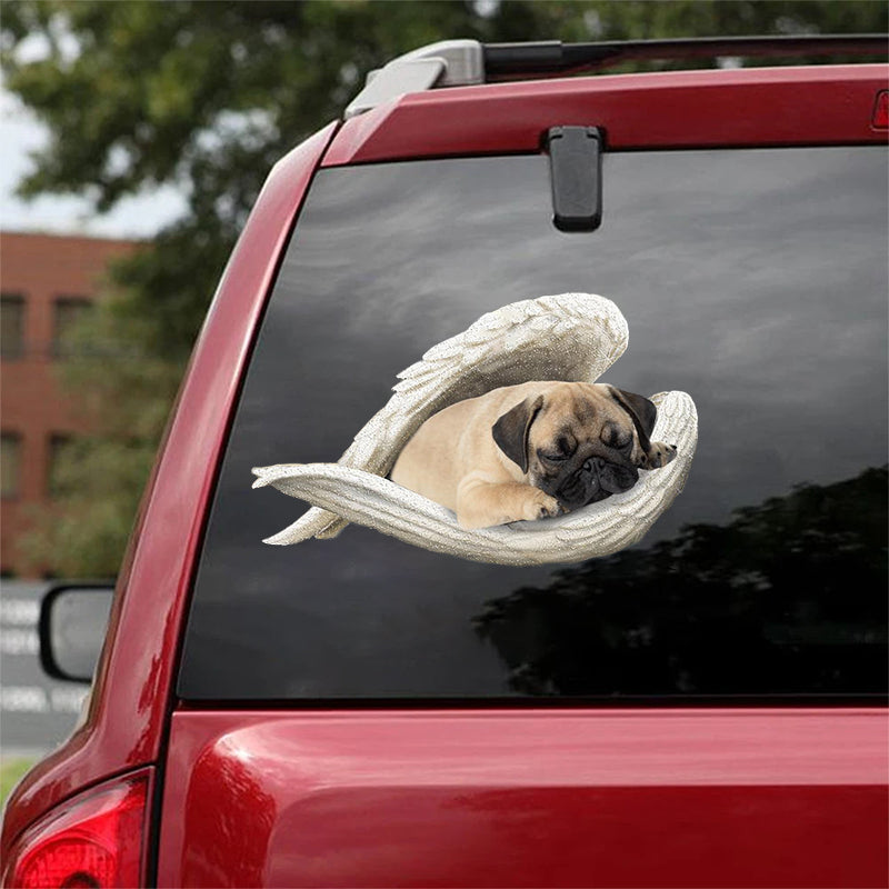 Pug-sleeping angel CAR STICKER