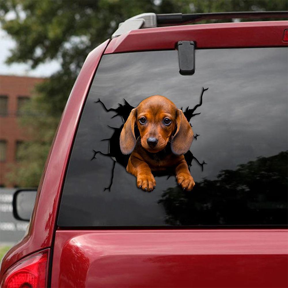 Dachshund Crack Car Sticker, Toilet Sticker, Fridge Sticker (53)