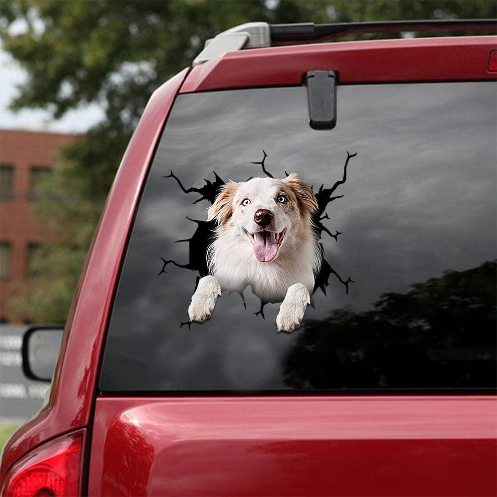 Border Collie Crack Car Sticker, Toilet Sticker, Fridge Sticker 28