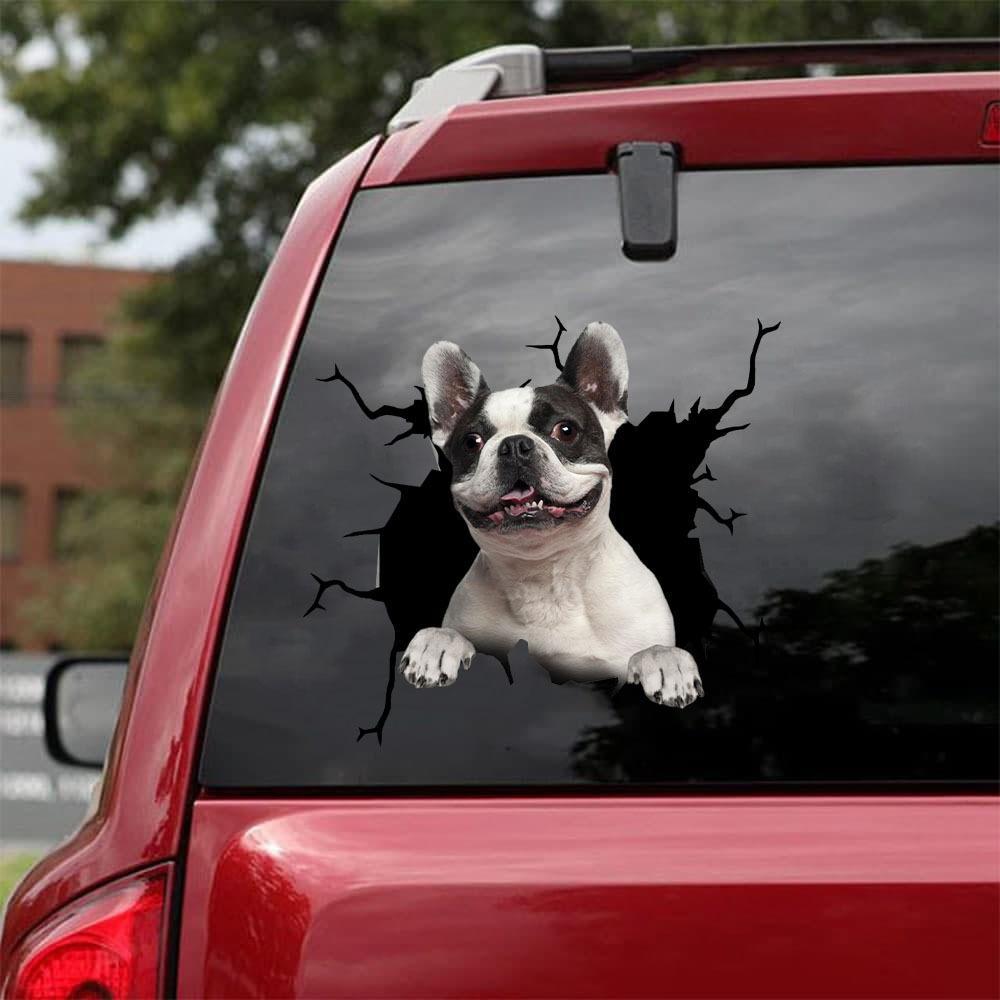 French Bulldog Crack Car Sticker, Toilet Sticker, Fridge Sticker (14)