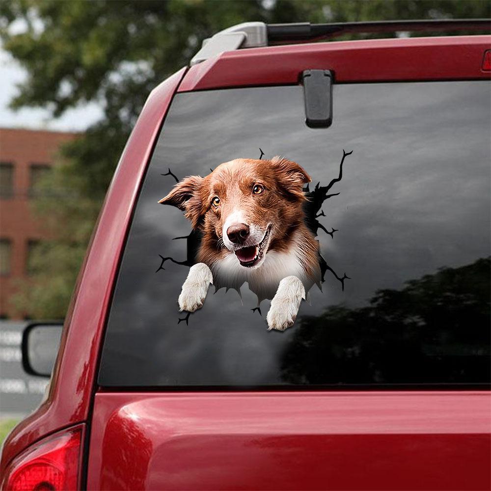 Border Collie Crack Car Sticker, Toilet Sticker, Fridge Sticker 27