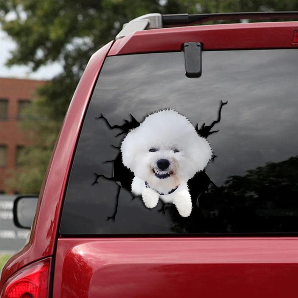 Bichon Frise Crack Car Sticker, Toilet Sticker, Fridge Sticker 12