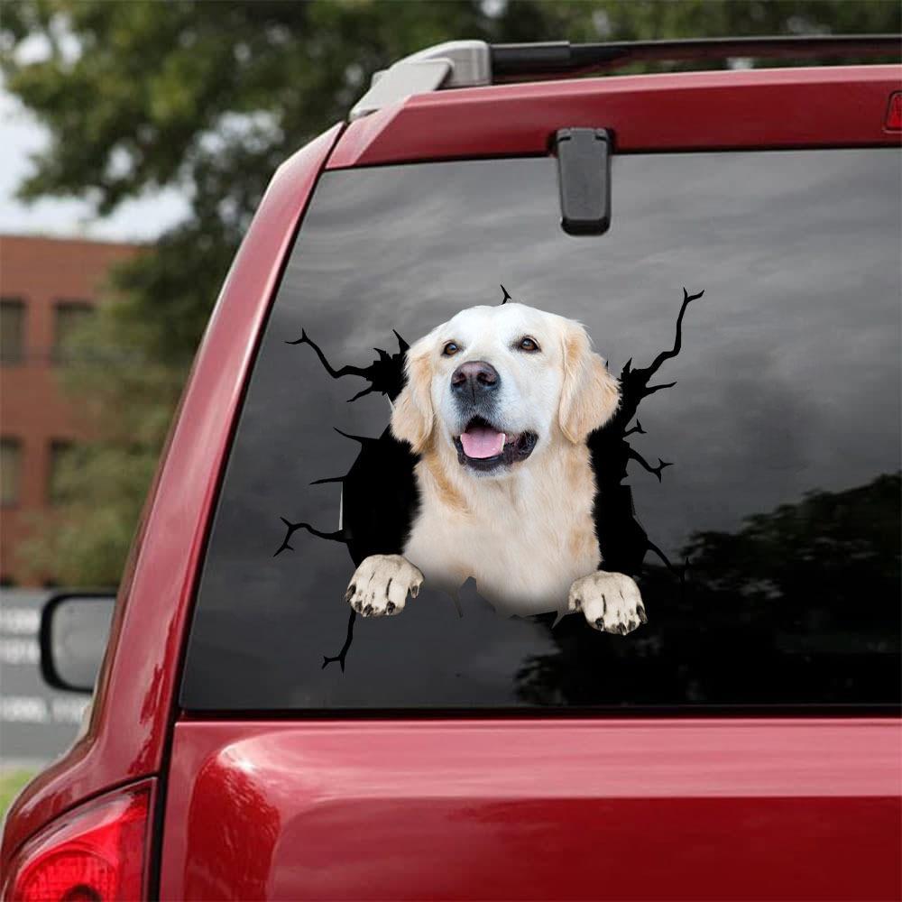 Golden Retriever Crack Car Sticker, Toilet Sticker, Fridge Sticker 28