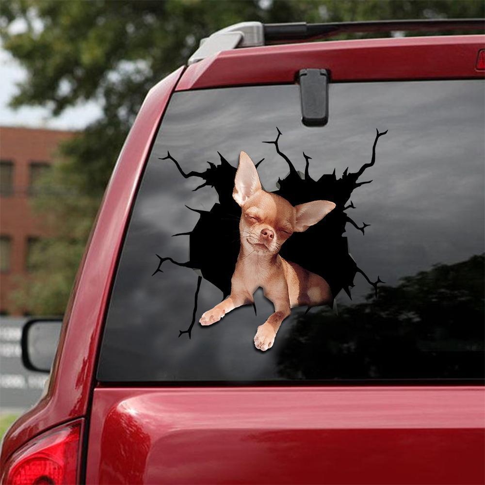 Chihuahua Crack Car Sticker, Toilet Sticker, Fridge Sticker (26)