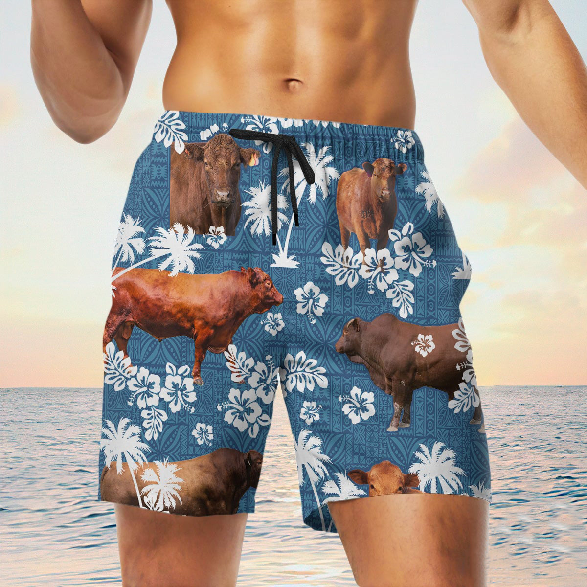 red angus Blue Tribal Shorts