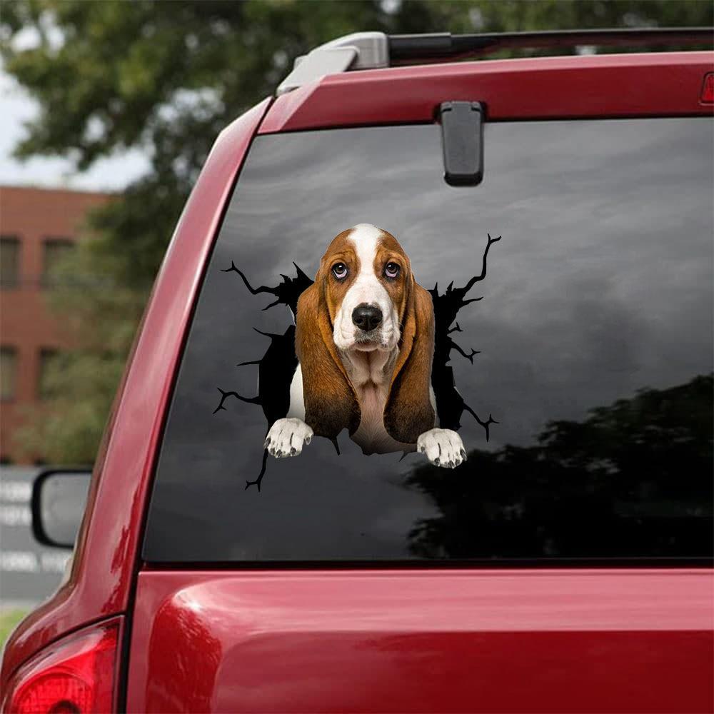 Basset Hound Crack Car Sticker, Toilet Sticker, Fridge Sticker 25