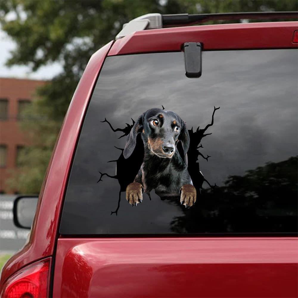 Dachshund Crack Car Sticker, Toilet Sticker, Fridge Sticker (40)