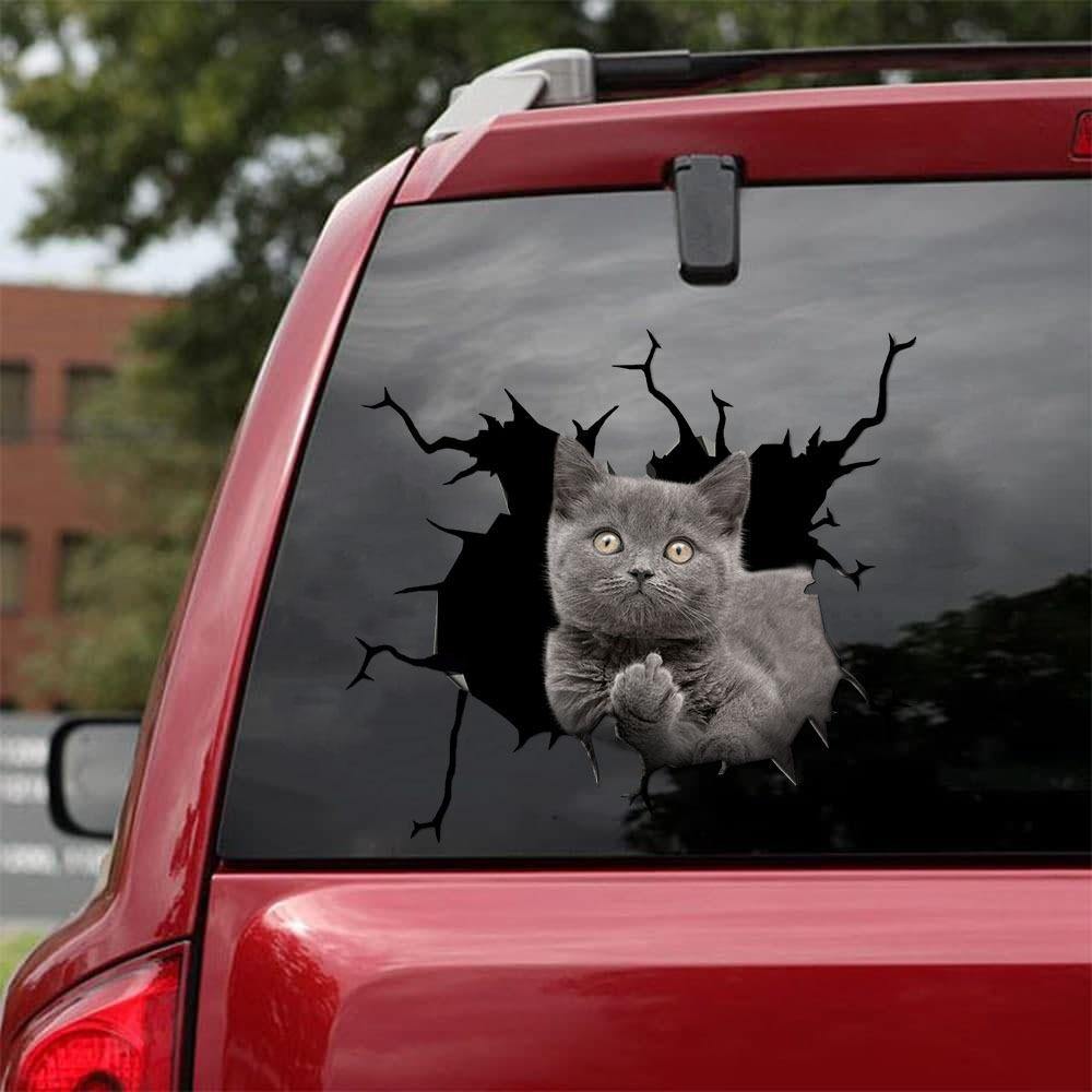 FUNNY CATS CRACK CAR STICKER CATS LOVER