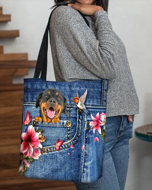 Rottweiler-Lily Cloth Tote Bag