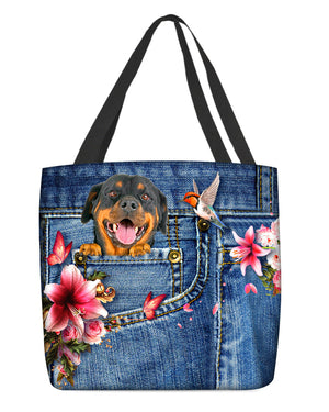 Rottweiler-Lily Cloth Tote Bag