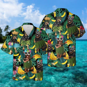 Rottweiler Dog Summer Leaves Hawaiian Shirt 2