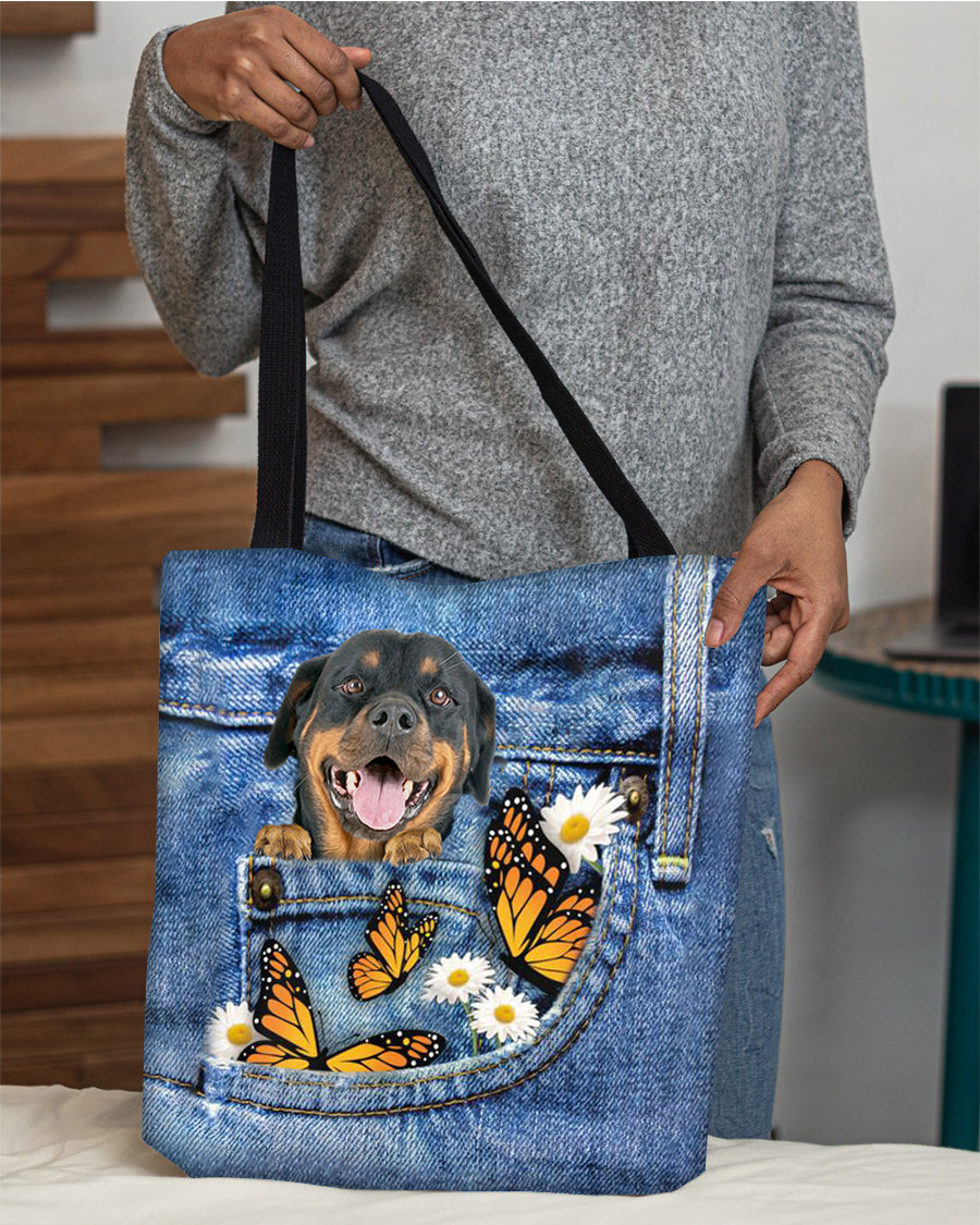 rottweiler1-Butterfly Daisies Fait-CLOTH TOTE BAG