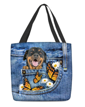 rottweiler1-Butterfly Daisies Fait-CLOTH TOTE BAG